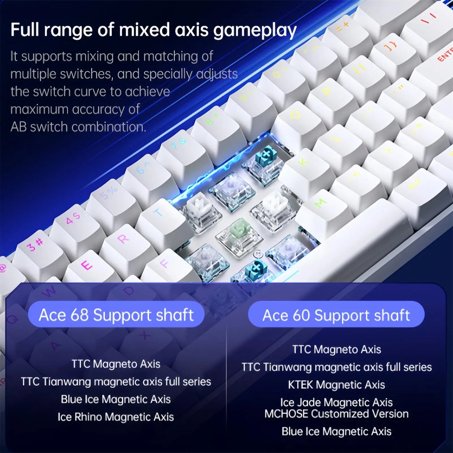 MCHOSE ACE 68 Wired Magnetic Switch Gaming Keyboard Hall Effect Rapid Trigger Programmable RGB 8K Hz DKS/MT/TGL/RS/SOCD Keyboard