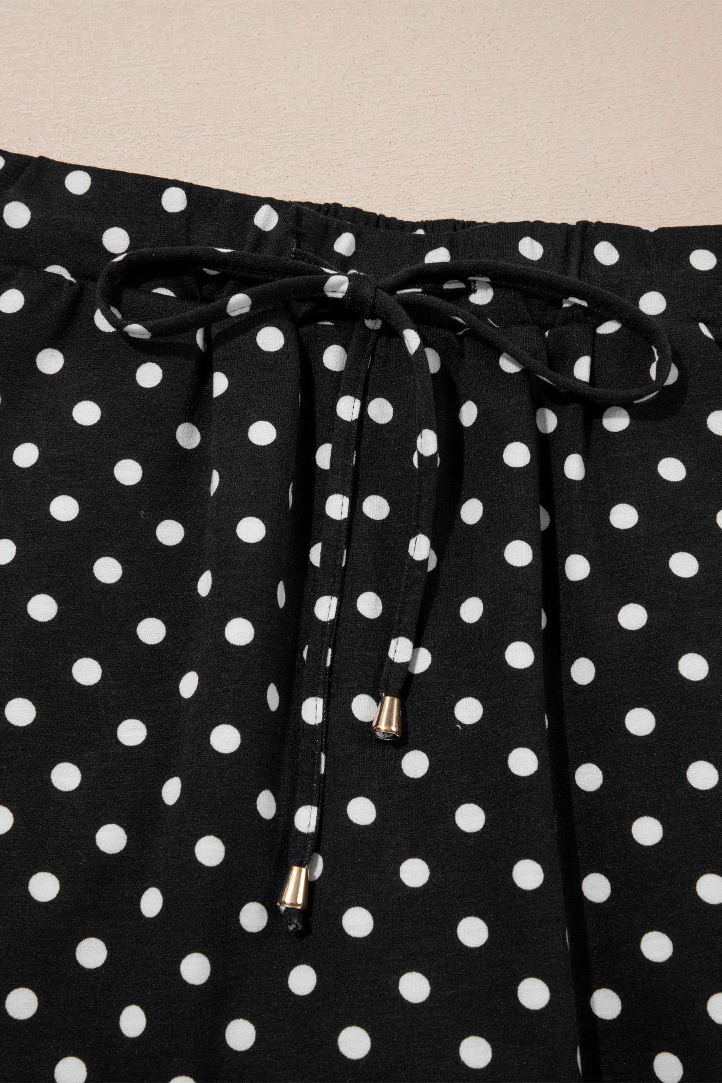 Fiery Red Polka Dot Drawstring Casual Mini Skort