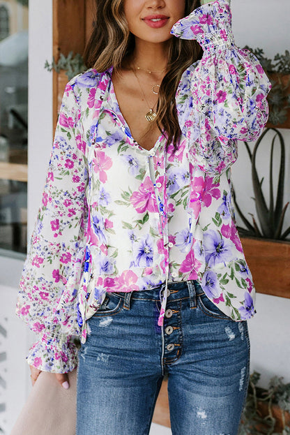 Pink Cakewalk Floral Smocked Blouse