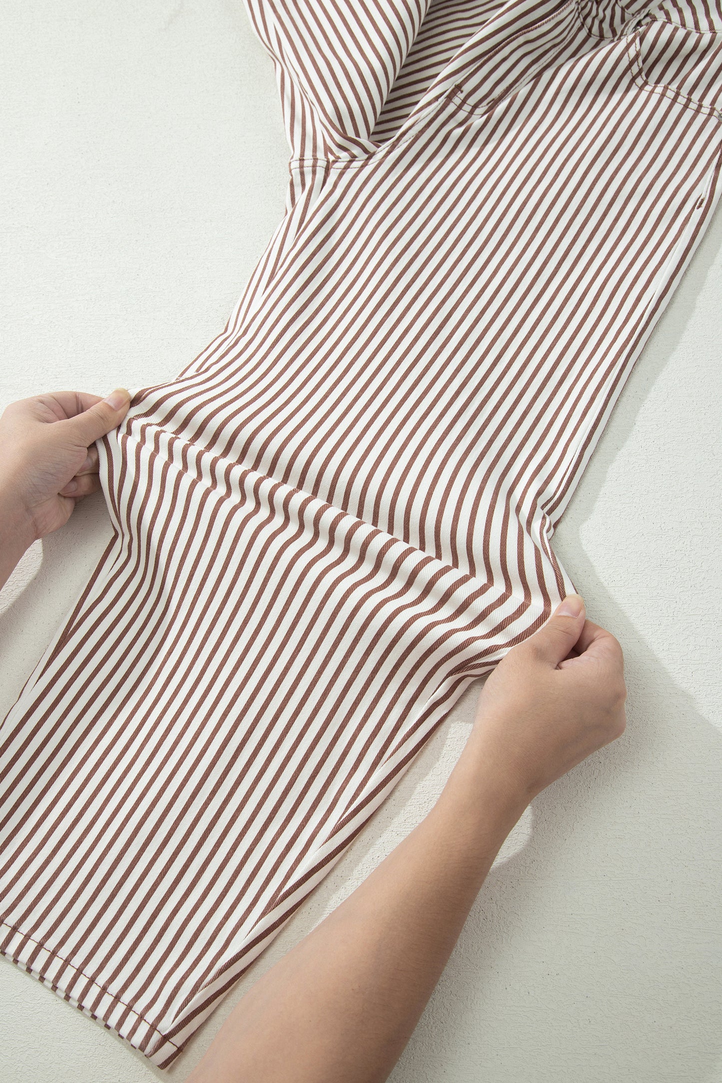 Khaki Stripe Casual Barrel Jeans