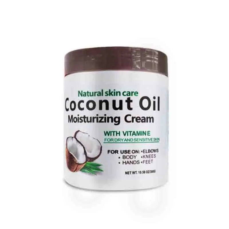 Premium 300g jar of natural coconut oil cream designed for elbows, knees, hands, and feet hydration.