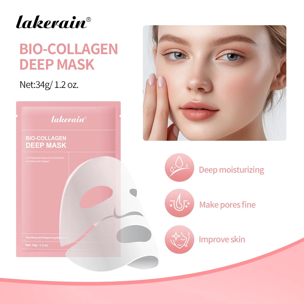 Woman with radiant skin showing the benefits of the lakerain bio-collagen deep mask for moisturizing and pore refining.