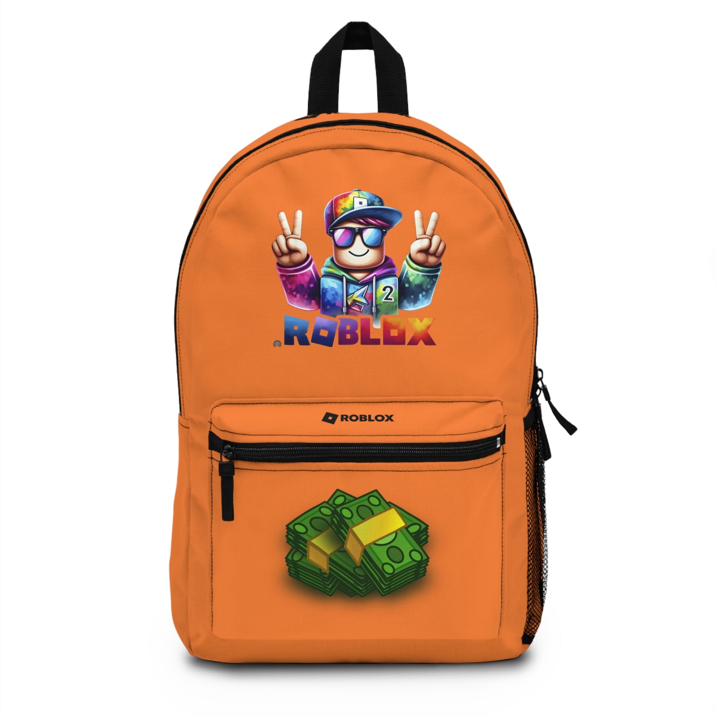 Front view of personalized Premium Roblox school bag in crusta with gaming graphics at dobermenpremier.com