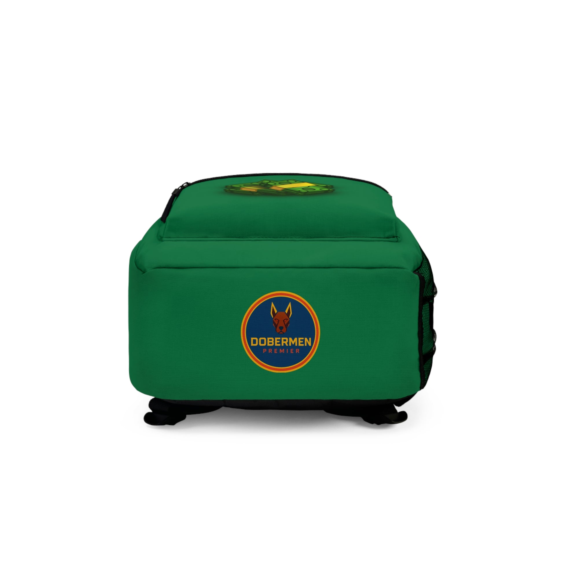 Rear view of dark green Premium Roblox bag showing padded straps and ergonomic support dobermenpremier.com