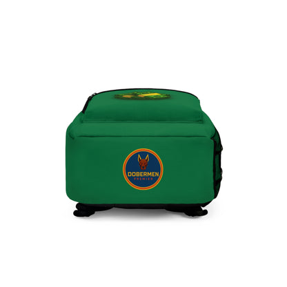 Rear view of dark green Premium Roblox bag showing padded straps and ergonomic support dobermenpremier.com