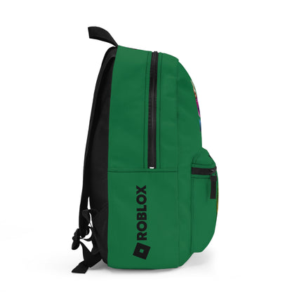 Side view of dark green Premium Roblox backpack showing the slim, plain profile and stitching dobermenpremier.com