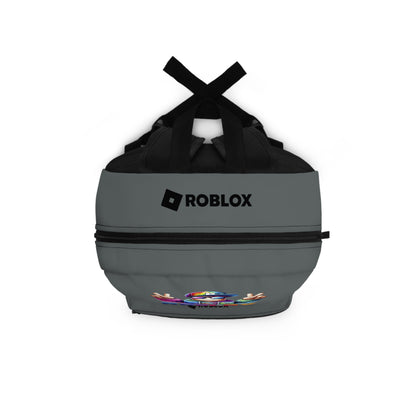 Top view of dark grey Premium Roblox backpack showing heavy-duty zipper and handle dobermenpremier.com