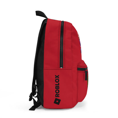 Side view of dark red Premium Roblox backpack showing the slim, plain profile and stitching dobermenpremier.com