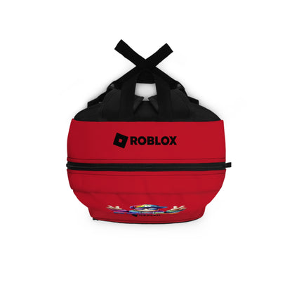 Top view of dark red Premium Roblox backpack showing heavy-duty zipper and handle dobermenpremier.com