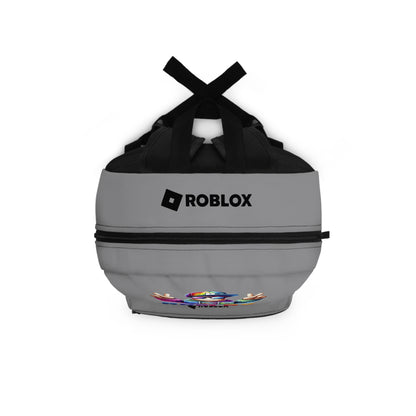 Top view of grey Premium Roblox backpack showing heavy-duty zipper and handle dobermenpremier.com