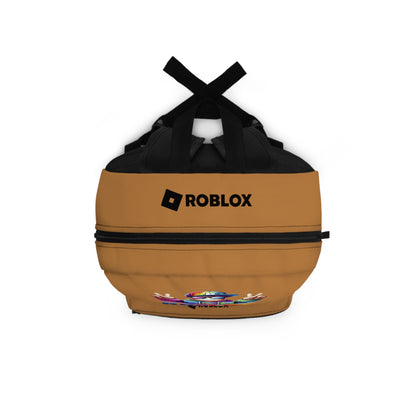 Top view of light brown Premium Roblox backpack showing heavy-duty zipper and handle dobermenpremier.com