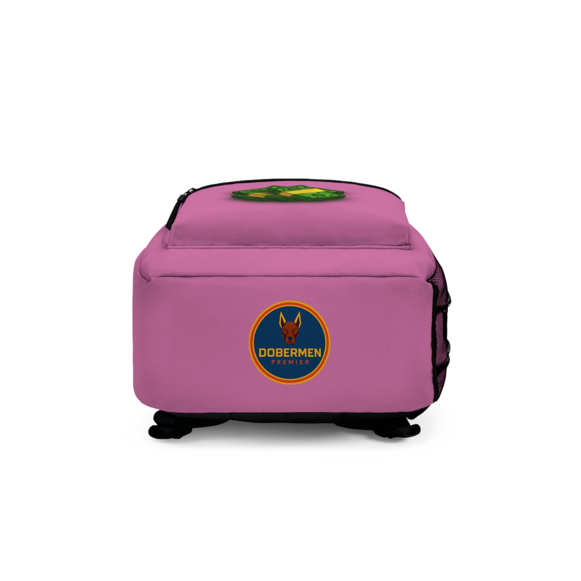 Rear view of light pink Premium Roblox bag showing padded straps and ergonomic support dobermenpremier.com