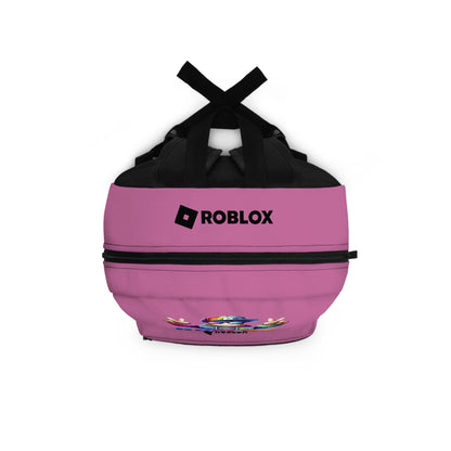Top view of light pink Premium Roblox backpack showing heavy-duty zipper and handle dobermenpremier.com
