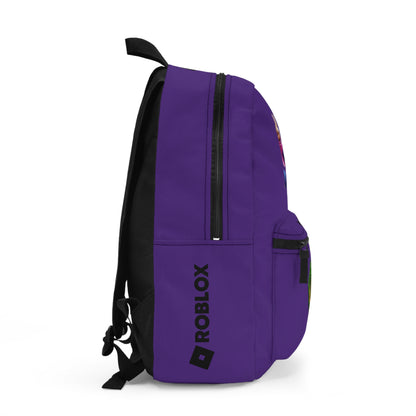 Side view of purple Premium Roblox backpack showing the slim, plain profile and stitching dobermenpremier.com