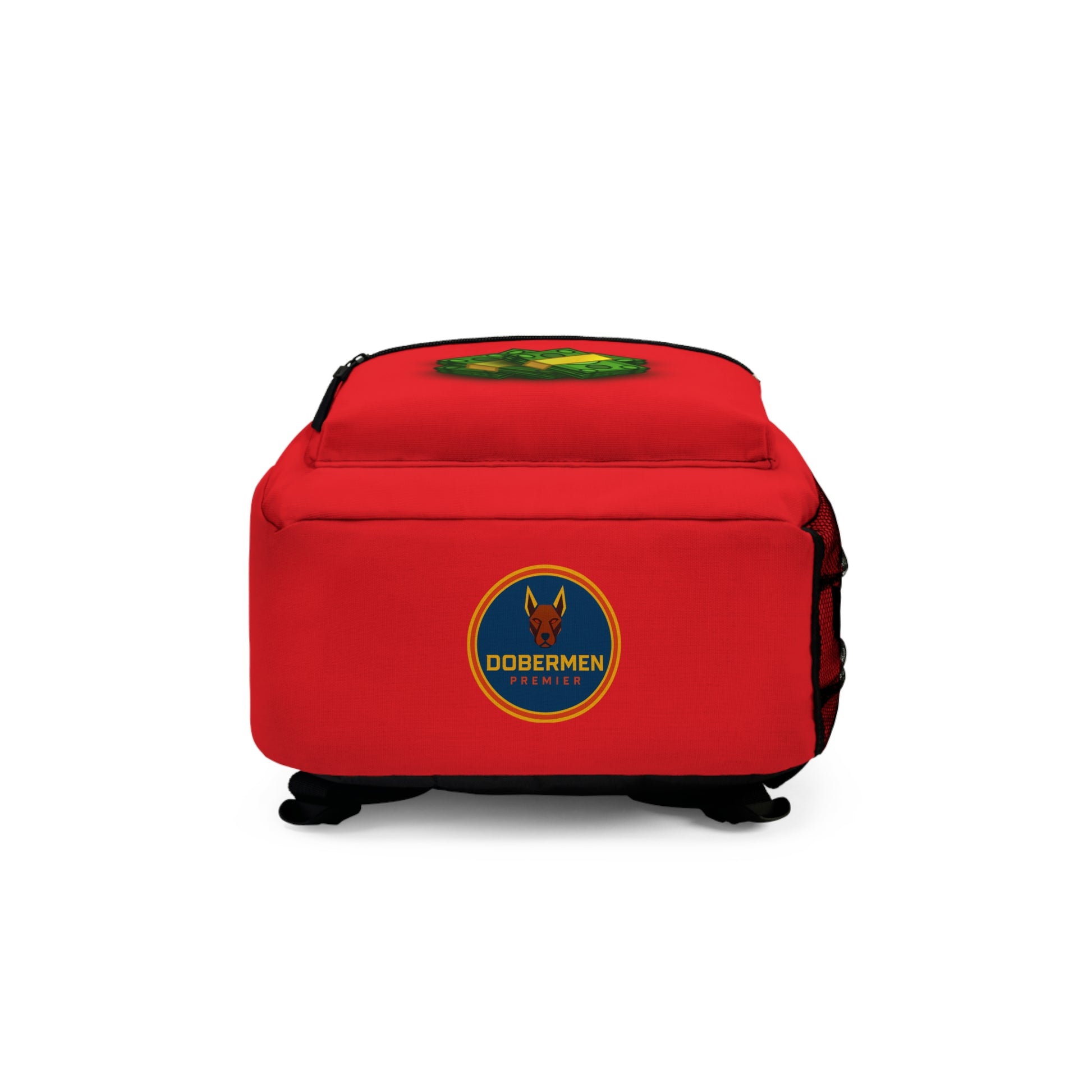 Rear view of red Premium Roblox bag showing padded straps and ergonomic support dobermenpremier.com