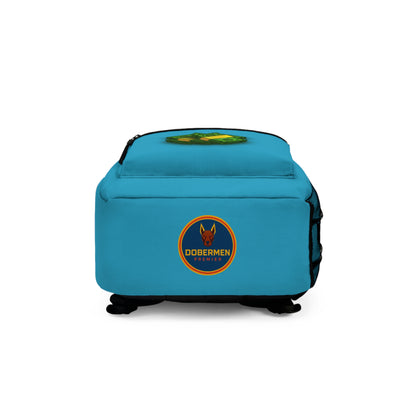 Rear view of turquoise Premium Roblox bag showing padded straps and ergonomic support dobermenpremier.com