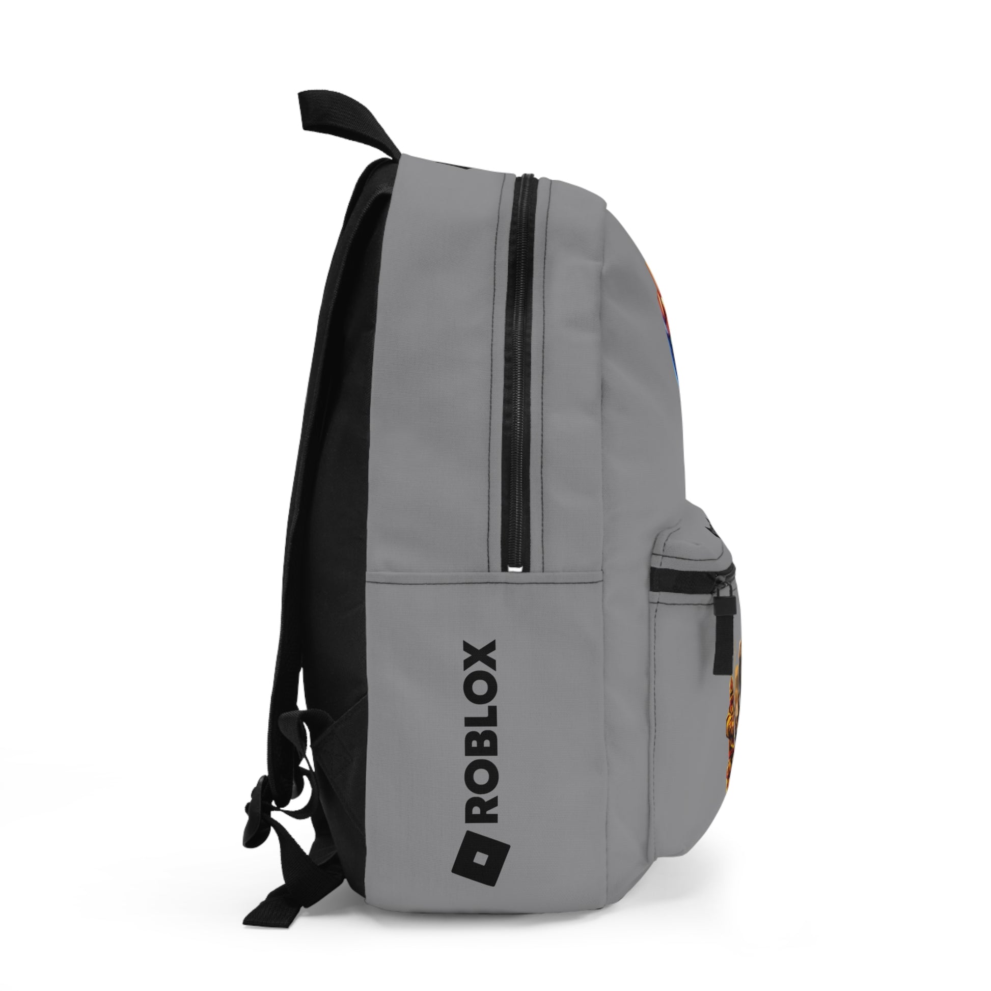 Side view of grey Roblox backpack showing clean profile and shoulder strap at dobermenpremier.com