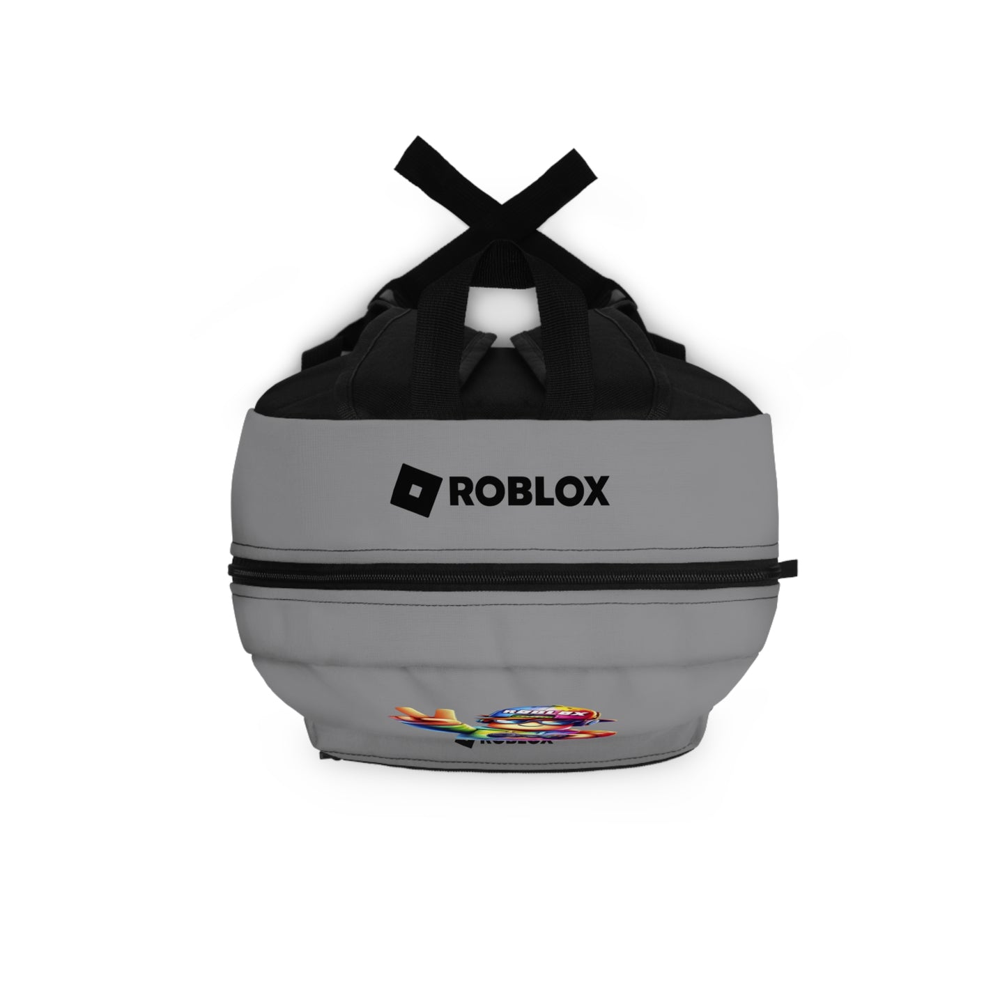 Top view of grey Roblox backpack showing durable zippers and handle at dobermenpremier.com