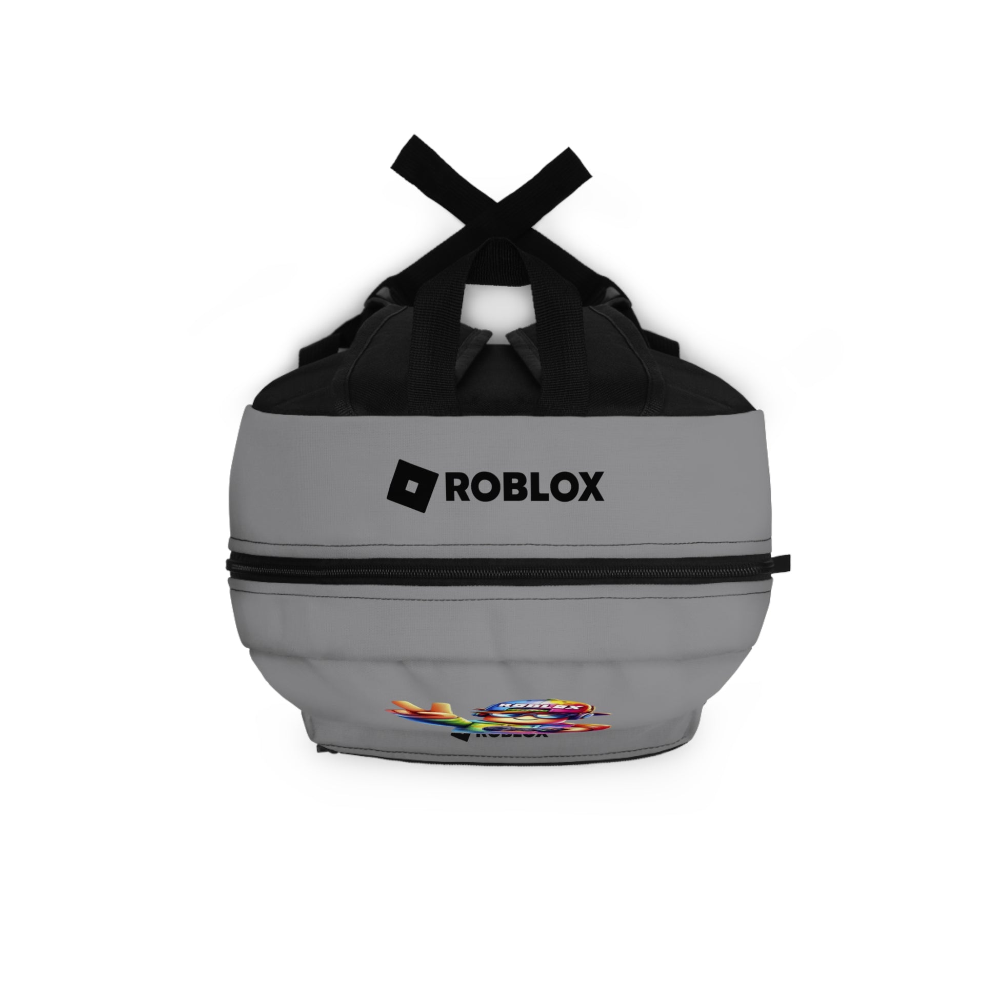 Top view of grey Roblox backpack showing durable zippers and handle at dobermenpremier.com