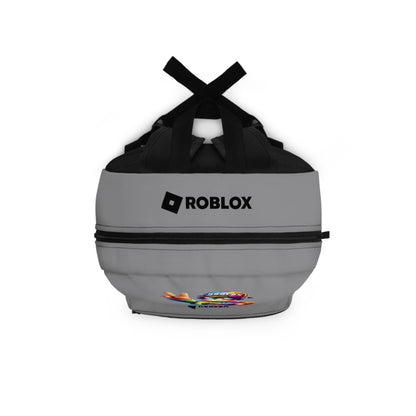 Top view of grey Roblox backpack showing durable zippers and handle at dobermenpremier.com