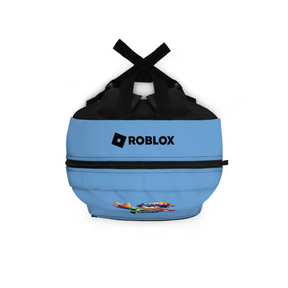 Top view of light blue Roblox backpack showing durable zippers and handle at dobermenpremier.com
