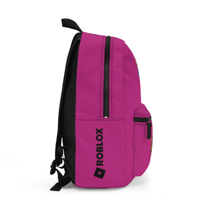 Side view of pink Roblox backpack showing clean profile and shoulder strap at dobermenpremier.com