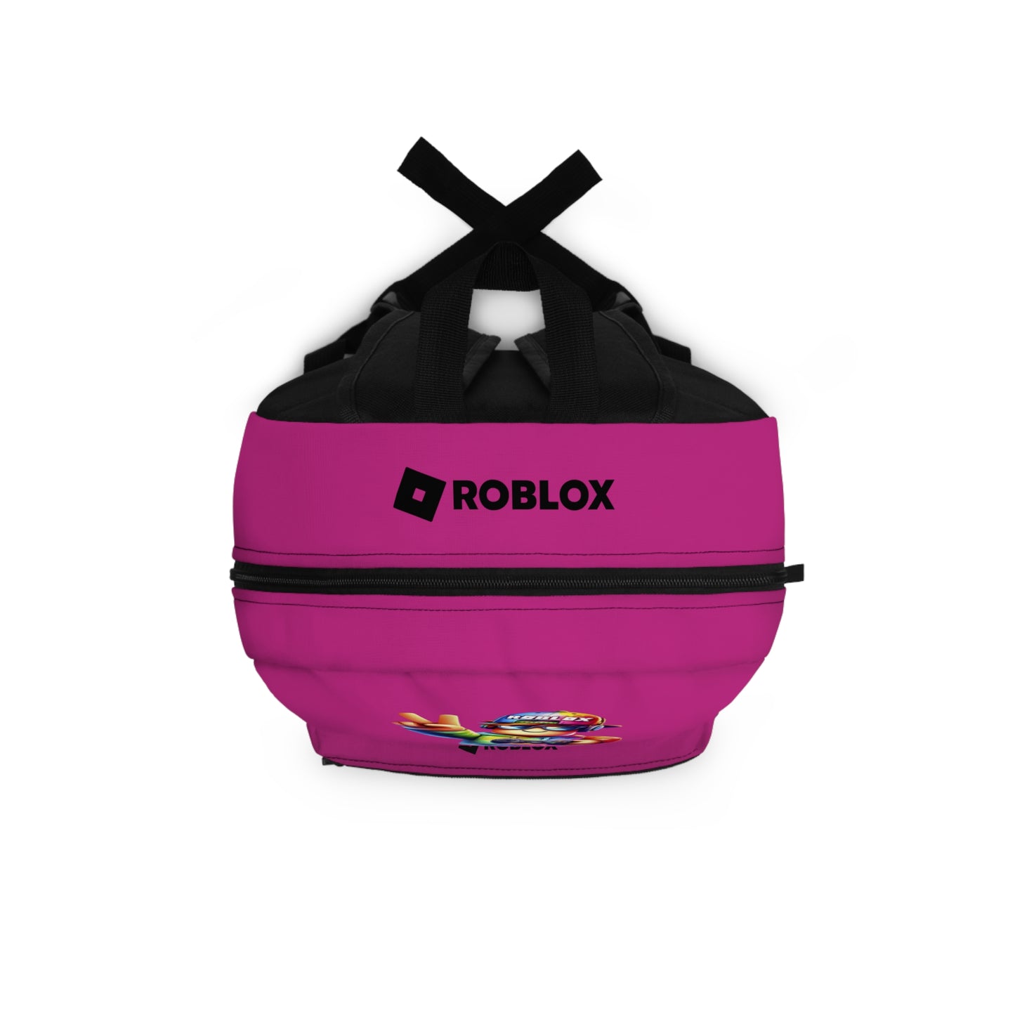 Top view of pink Roblox backpack showing durable zippers and handle at dobermenpremier.com