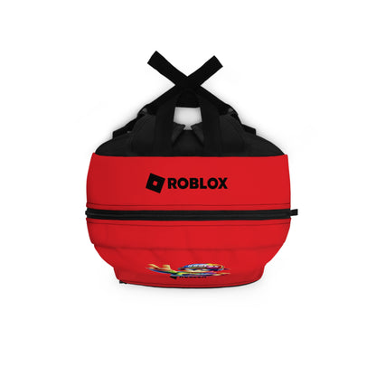 Top view of red Roblox backpack showing durable zippers and handle at dobermenpremier.com