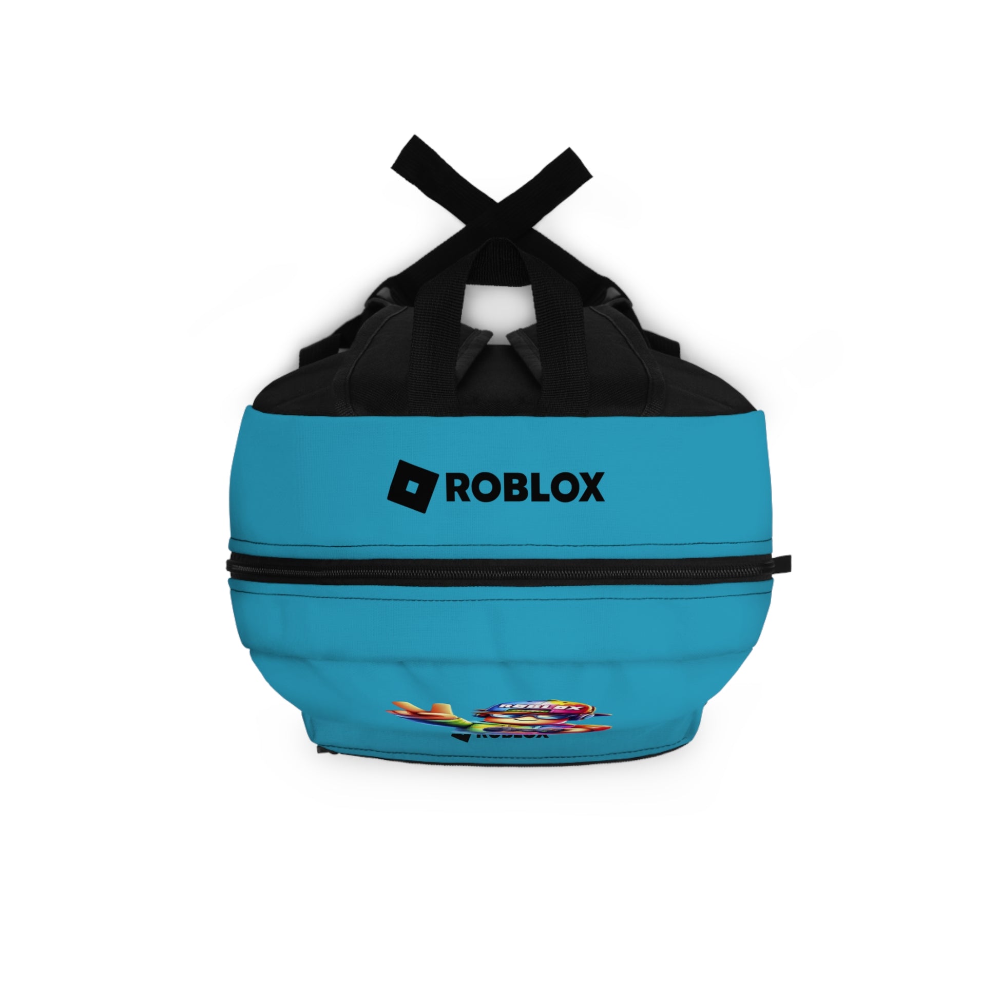 Top view of turquoise Roblox backpack showing durable zippers and handle at dobermenpremier.com