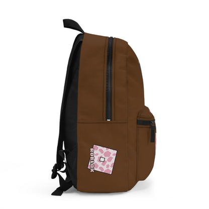 Side view of brown Roblox girls backpack showing clean profile and shoulder strap at dobermenpremier.com