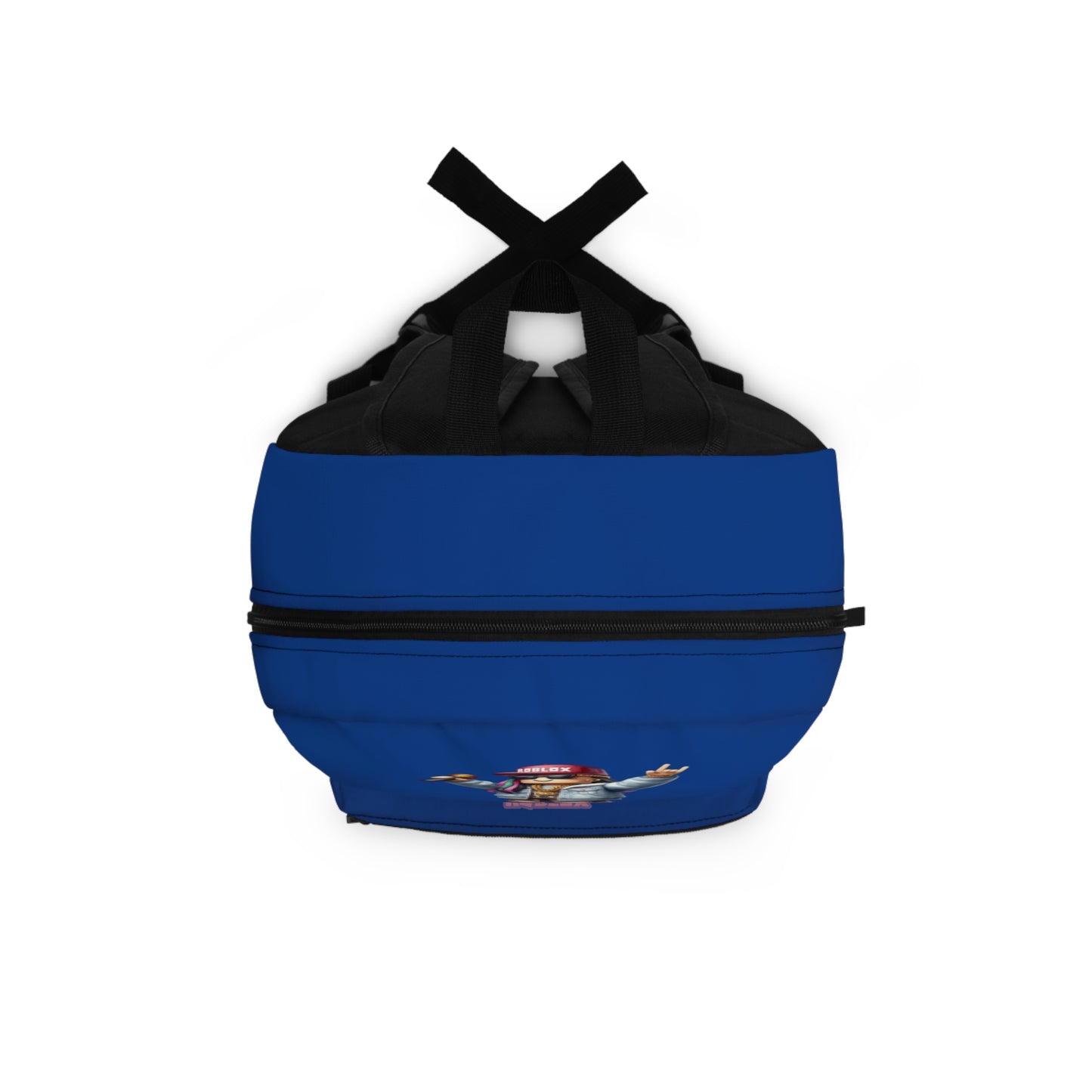 Top view of dark blue Roblox girls backpack showing durable zippers and handle at dobermenpremier.com