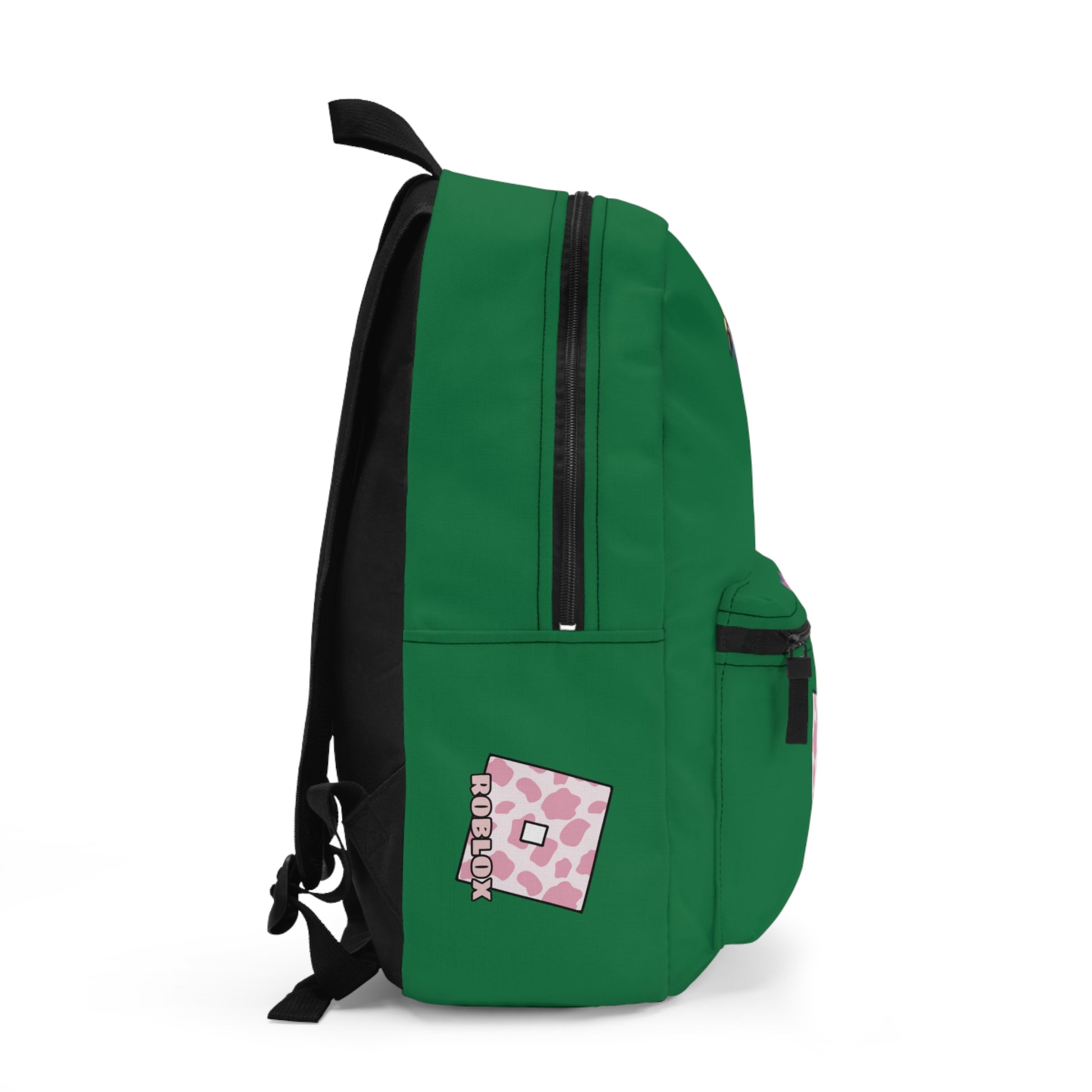 Side view of dark green Roblox girls backpack showing clean profile and shoulder strap at dobermenpremier.com