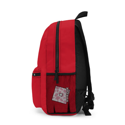 Side view of dark red Roblox girls school bag showing mesh pocket and logo at dobermenpremier.com