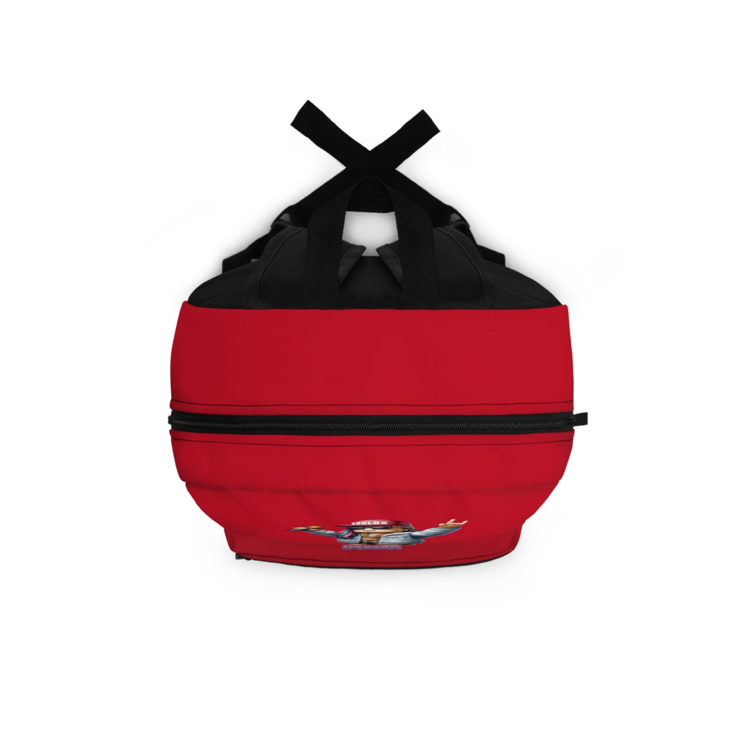 Top view of dark red Roblox girls backpack showing durable zippers and handle at dobermenpremier.com