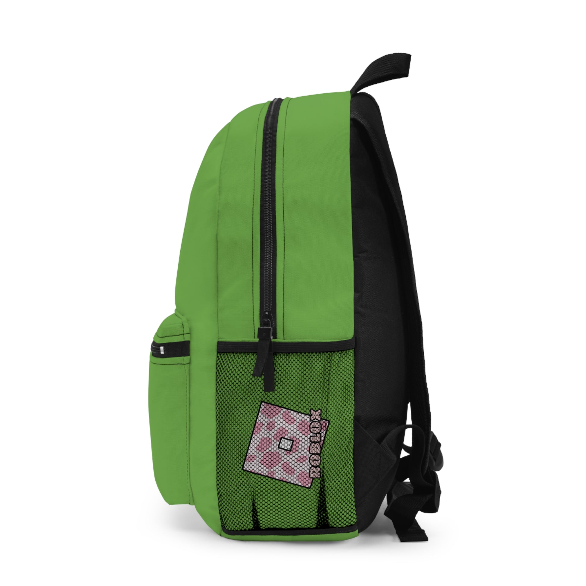 Top view of green Roblox girls backpack showing durable zippers and handle at dobermenpremier.com