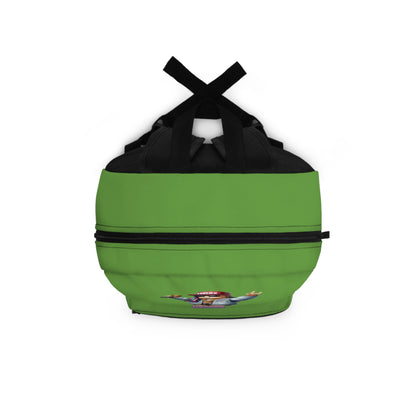 Top view of green Roblox girls backpack showing durable zippers and handle at dobermenpremier.com