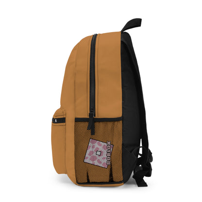 Side view of light brown Roblox girls school bag showing mesh pocket and logo at dobermenpremier.com