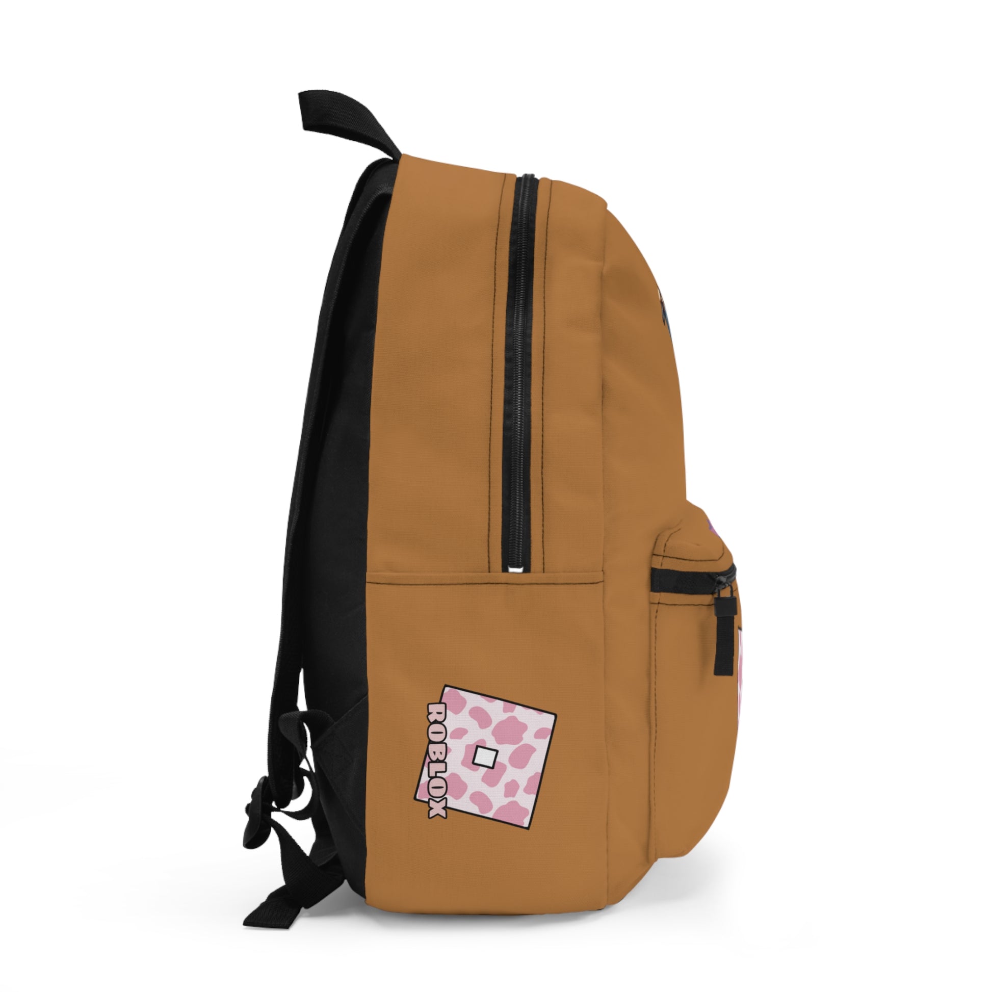 Side view of light brown Roblox girls backpack showing clean profile and shoulder strap at dobermenpremier.com
