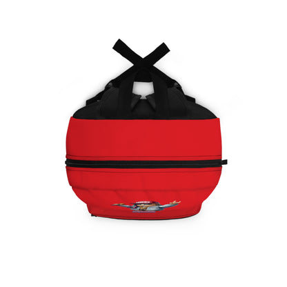 Top view of red Roblox girls backpack showing durable zippers and handle at dobermenpremier.com