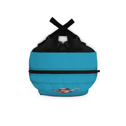 Top view of turquoise Roblox girls backpack showing durable zippers and handle at dobermenpremier.com