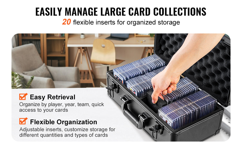 SucceBuy Graded Card Storage Box 4 Slots or 5Slots with Key Lock or Coded Lock Foam Dividers for 96/108/120/162 PSA Graded Cards