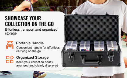 SucceBuy Graded Card Storage Box 4 Slots or 5Slots with Key Lock or Coded Lock Foam Dividers for 96/108/120/162 PSA Graded Cards